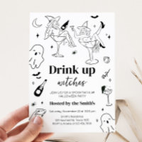 Hand Drawn Drink Up Witches Halloween Party