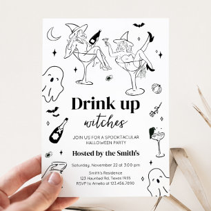Hand Drawn Drink Up Witches Halloween Party Invitation