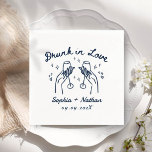 Hand Drawn Drunk In Love Personalised Wedding Napkin