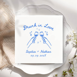 Hand Drawn Drunk In Love Personalised Wedding Napkin