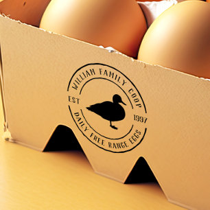 Hand-drawn Duck & Round Farm Details Egg Carton Self-inking Stamp