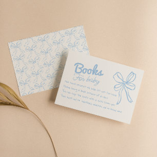 Hand Drawn Dusty Blue Bow Baby Boy Book Request Enclosure Card