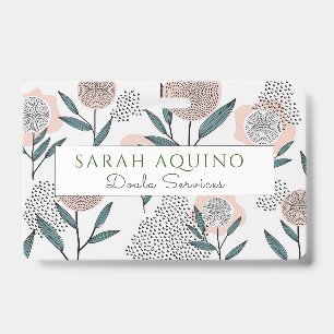 Hand Drawn Dusty Rose Floral Doula ID Badge