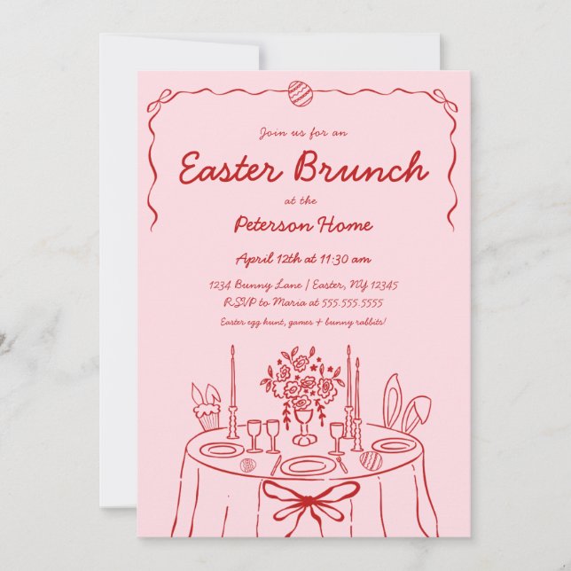 Hand Drawn Easter Brunch Invitation (Front)