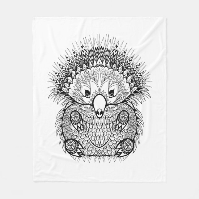 Hand Drawn Echidna Doodle Fleece Blanket (Front)