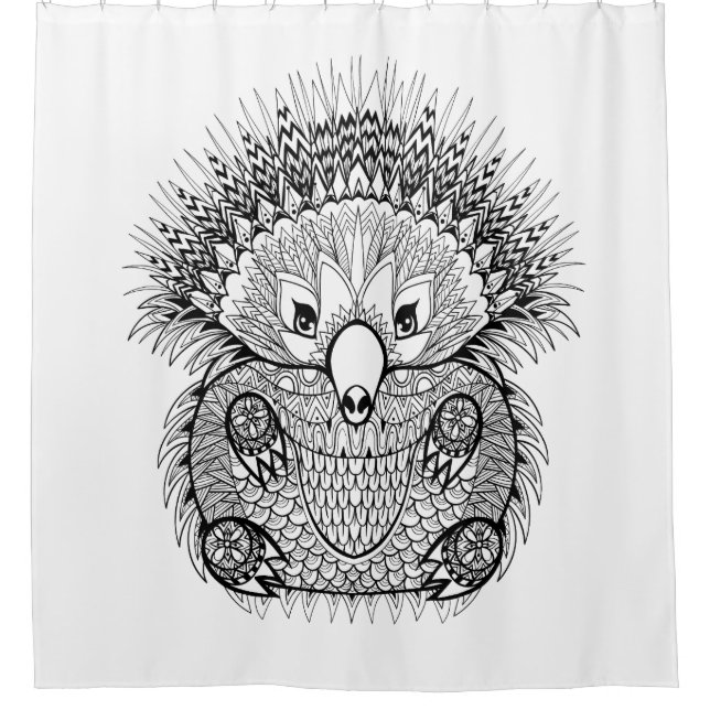 Hand Drawn Echidna Doodle Shower Curtain (Front)