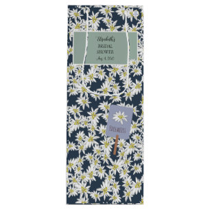 Hand-Drawn Edelweiss Elegant Alpine Vineyard Wine Gift Bag