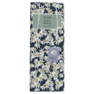 Hand-Drawn Edelweiss Elegant Alpine Vineyard Wine Gift Bag