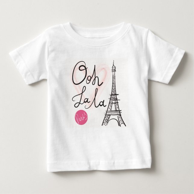Hand Drawn Eiffel Tower Baby T-Shirt (Front)