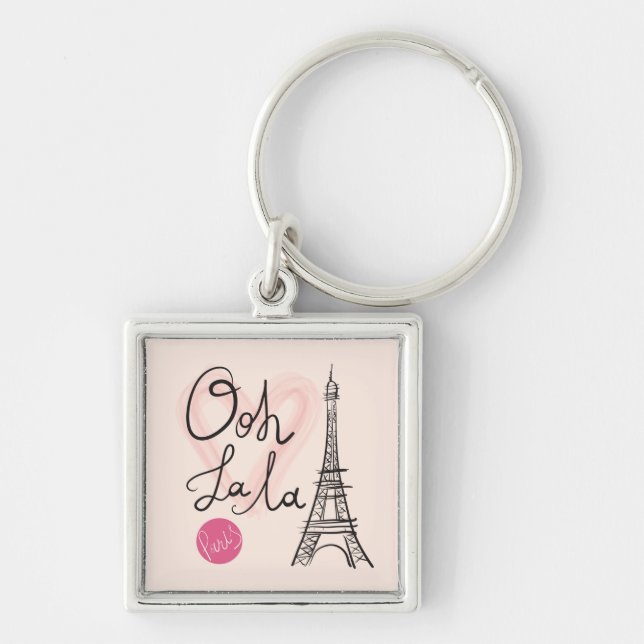 Hand Drawn Eiffel Tower Key Ring (Front)