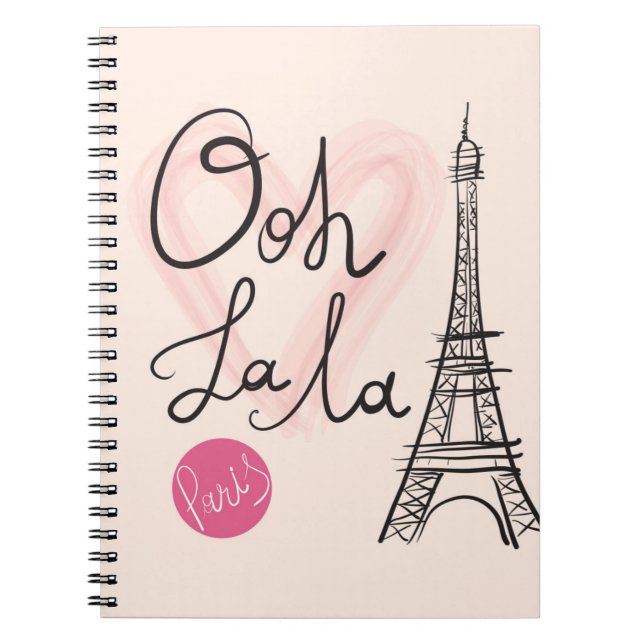 Hand Drawn Eiffel Tower Spiral Notebook (Front)