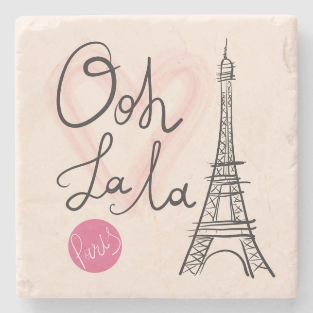 Hand Drawn Eiffel Tower Stone Coaster (Front)