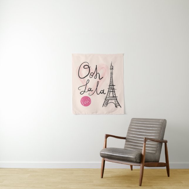 Hand Drawn Eiffel Tower Tapestry (In Situ)