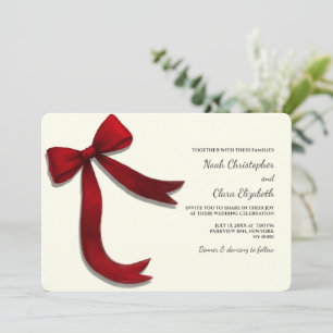 Hand drawn Elegant Red Bow - Modern Minimalist Invitation