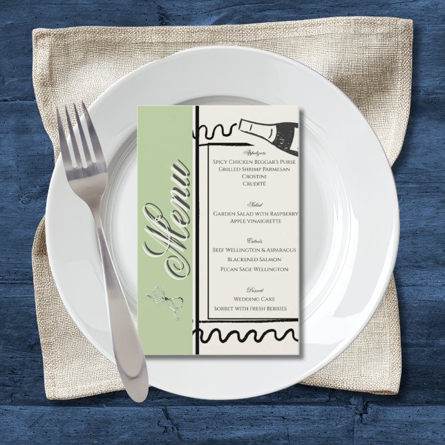 Hand Drawn Elegant Simple Green & Cream Wedding  Flyer (Creator Uploaded)