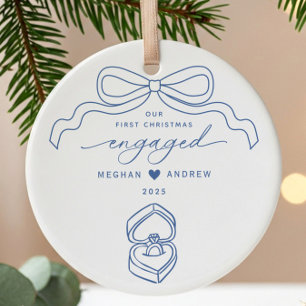 Hand Drawn Engaged Christmas Ceramic Tree Decoration