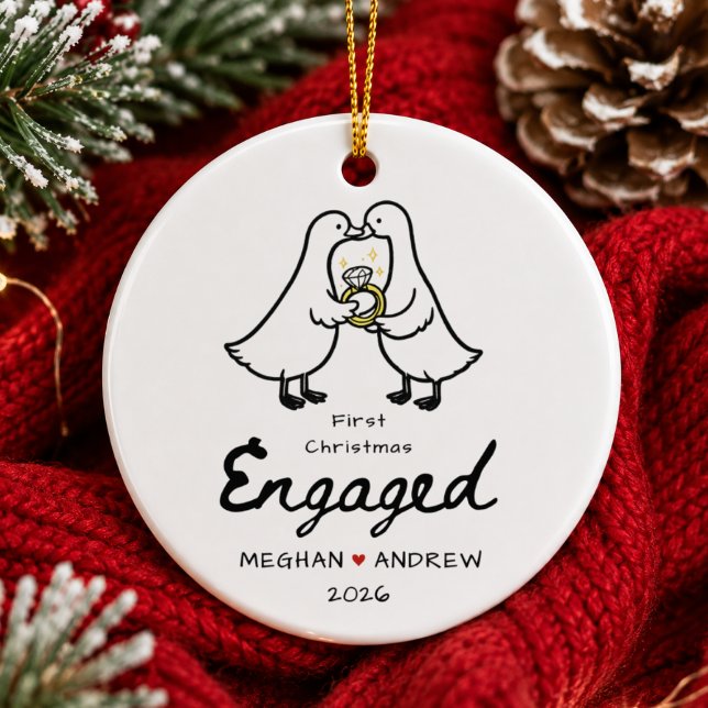 Hand Drawn Engaged Ornament | First Christmas (Creator Uploaded)