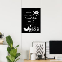 Hand Drawn Engagement Party Wedding Welcome Sign.