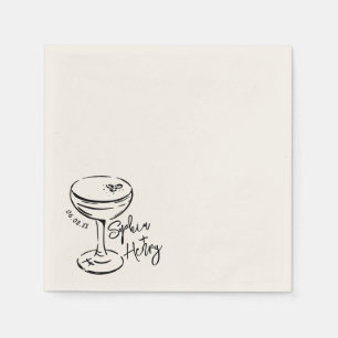 Hand Drawn Espresso Martini, Bar Cocktail Wedding Napkin