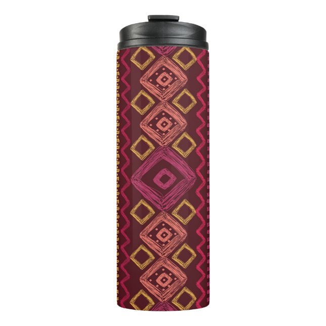 Hand drawn ethnic pattern: abstract seamless thermal tumbler (Front)