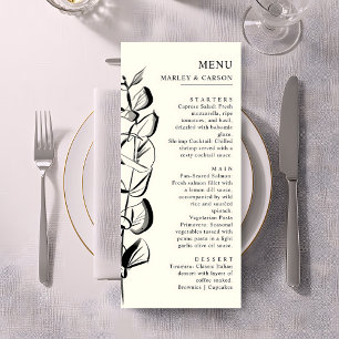 Hand Drawn Eucalyptus Sprig Simple Ivory Wedding Menu
