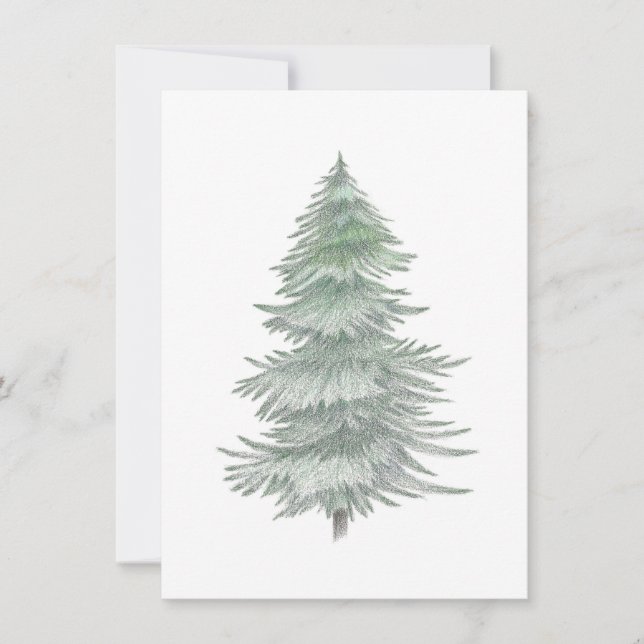 Hand Drawn Evergreen Tree   Card (Front)