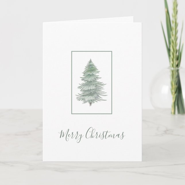 Hand Drawn Evergreen Tree Holiday Card (Front)