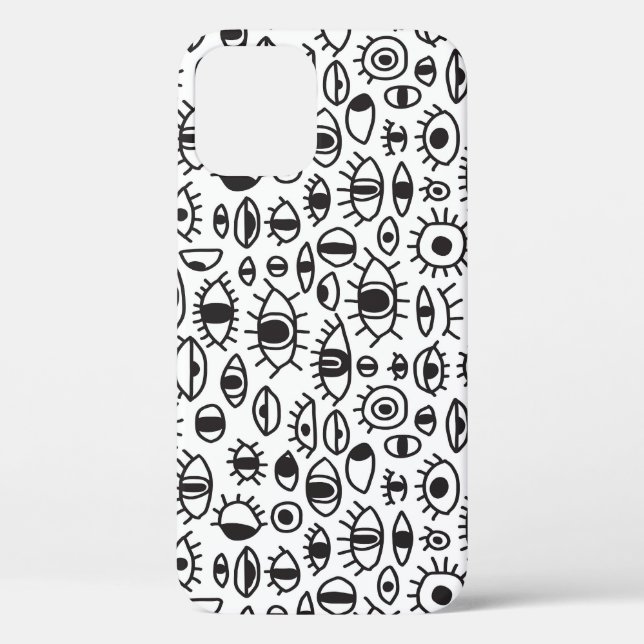 Hand-Drawn Eyes: Doodle Seamless Background. Case-Mate iPhone Case (Back)