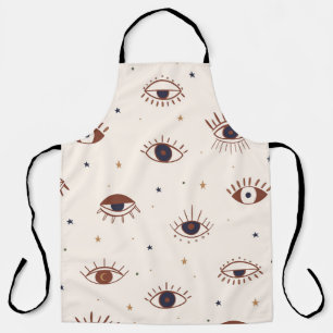 Hand Drawn Eyes Mystical Seamless Pattern. Evil Ey Apron