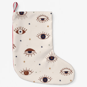 Hand Drawn Eyes Mystical Seamless Pattern. Evil Ey Small Christmas Stocking