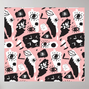 Hand-drawn eyes: trendy pattern poster