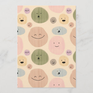Hand-drawn Facial Expressions Seamless Pattern Invitation