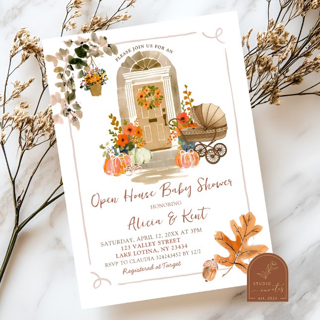 Hand Drawn Fall Autumn Open House Baby Shower Invitation (Creator Uploaded)