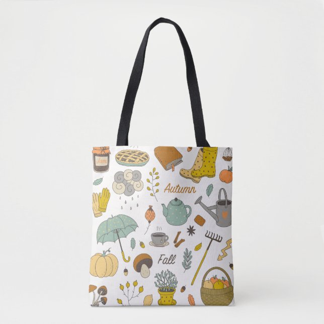 Hand Drawn Fall: Colourful Vintage Set Tote Bag (Front)