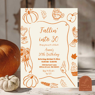 Hand Drawn Fallin into Birthday Invitation