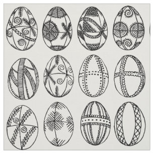 Hand Drawn Fancy Easter Eggs Adult Colouring Fabric