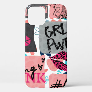 hand drawn fashion girls pattern. Colourful modern iPhone 12 Case