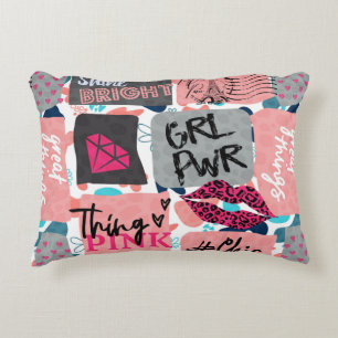 hand drawn fashion girls pattern. Colourful modern Decorative Cushion