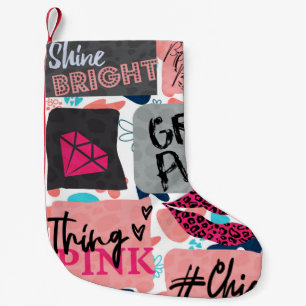 hand drawn fashion girls pattern. Colourful modern Small Christmas Stocking
