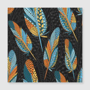 Hand-drawn feathers: colourful background.