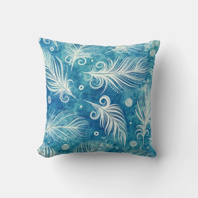 Hand Drawn Feathers: Seamless Pattern Cushion (Front)