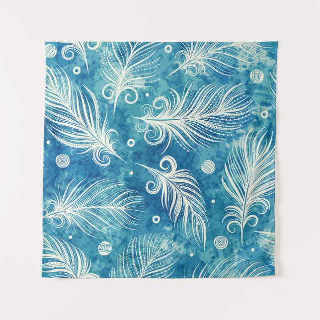 Hand Drawn Feathers: Seamless Pattern Tapestry (Front)