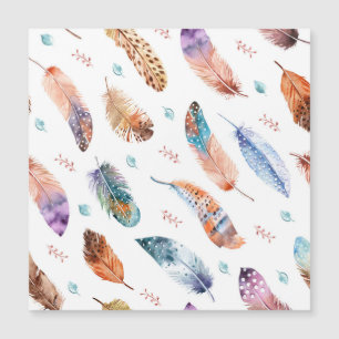 Hand Drawn Feathers: White Background Pattern