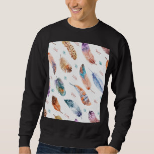 Hand Drawn Feathers: White Background Pattern Sweatshirt