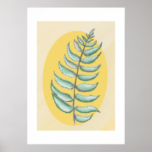 Hand drawn Fern Leaf colors Poster