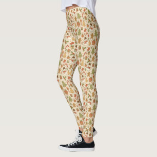 Hand Drawn Festive Winter Pattern - Leggings