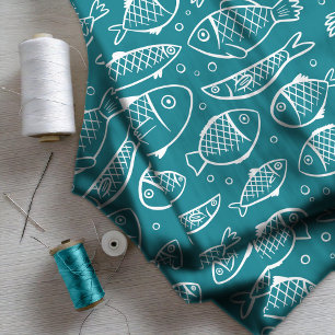 Hand Drawn Fish and Bubbles ID489 Fabric