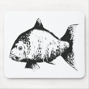 Hand drawn fish mouse pad