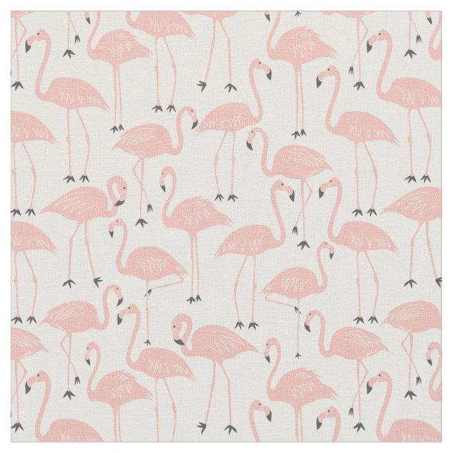 Hand-Drawn Flamingo | Tropical Sewing & Quilting Fabric (Close Up)