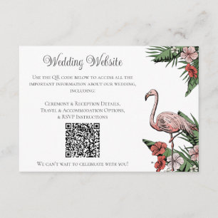 Hand-Drawn Flamingo Tropical Wedding QR Card